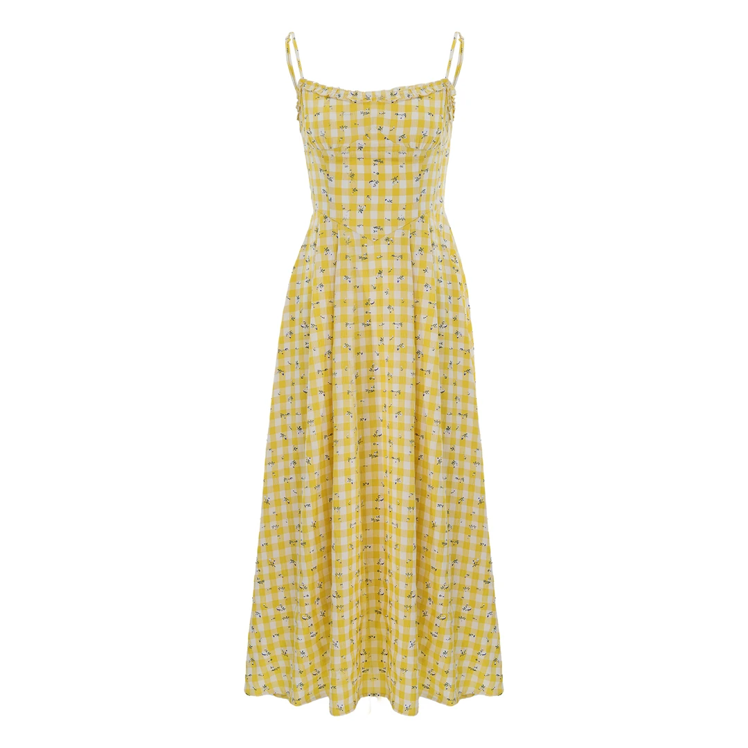 LAOXIAO服饰【花楹】碎花吊带裙复古法式气质春夏小个子甜美收腰285