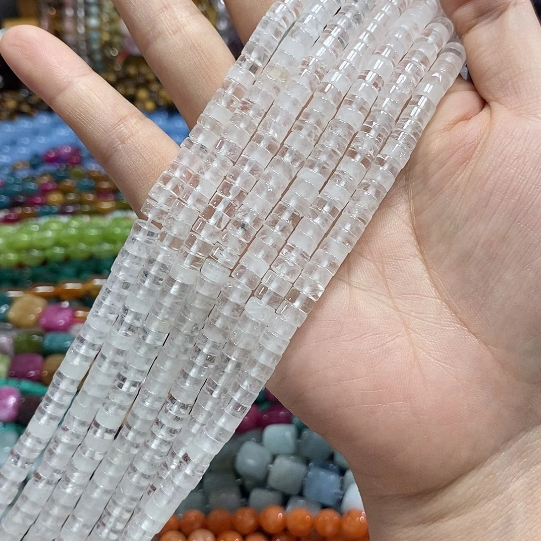 玛瑙/玉髓未镶嵌珠宝半成品白水晶直切一条卡6mm