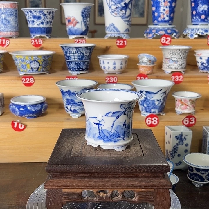 墨奈手绘陶瓷花盆内口6.5高6.5