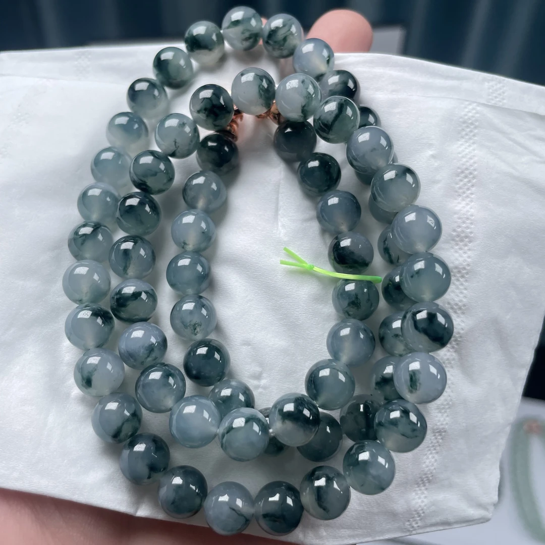 天然缅甸翡翠A货飘花项链