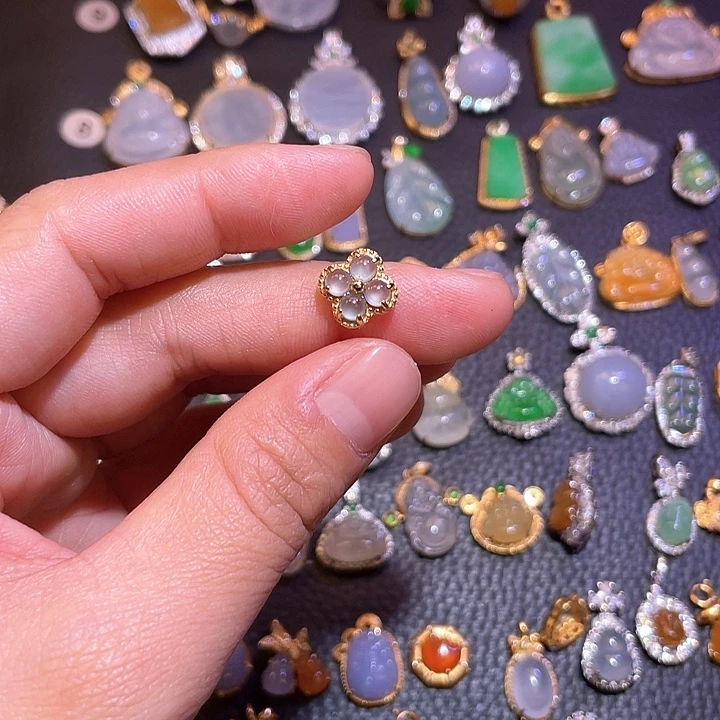 翡翠银S925镶嵌吊坠(不含链)天然翡翠