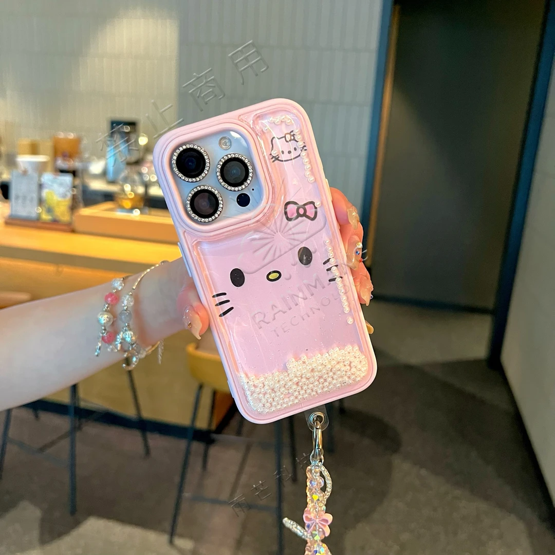 可爱KT卡通边框创意琉璃i适用于Phone16Pormax苹果15手机壳13/14