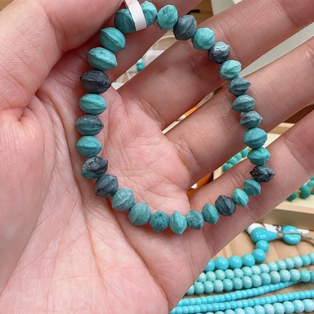 绿松石未镶嵌X 108  雾霾百香籽单圈