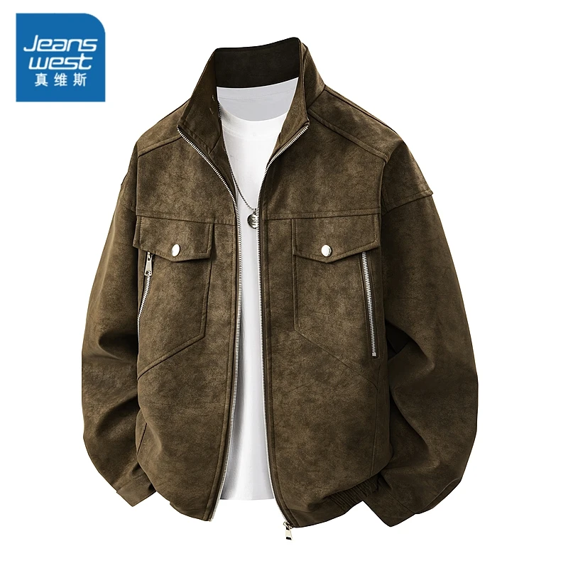 真维斯新款男士高品质夹克潮流休闲百搭秋冬季保暖修身时尚外套男