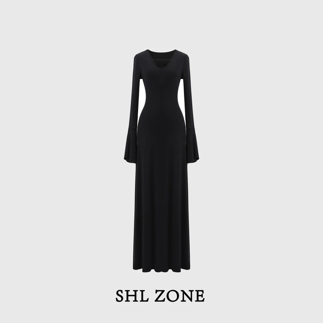 舒胡蕾 优雅绝学 长款连衣裙长袖时尚休闲韩版透气秋冬百搭保暖