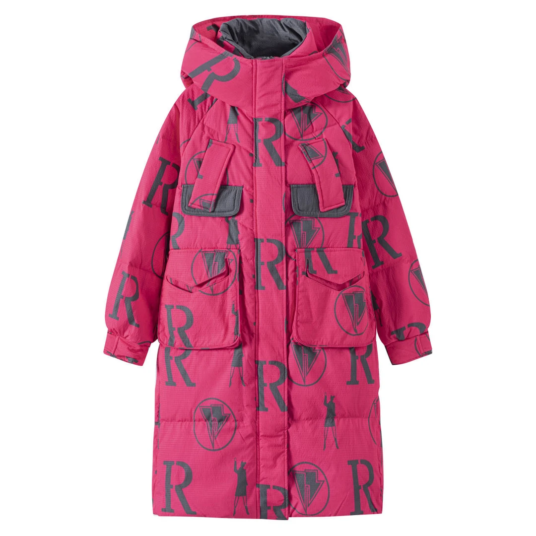 8226#羽绒服女2024新宽松百搭中长款面包过膝外套加厚带帽白鸭绒