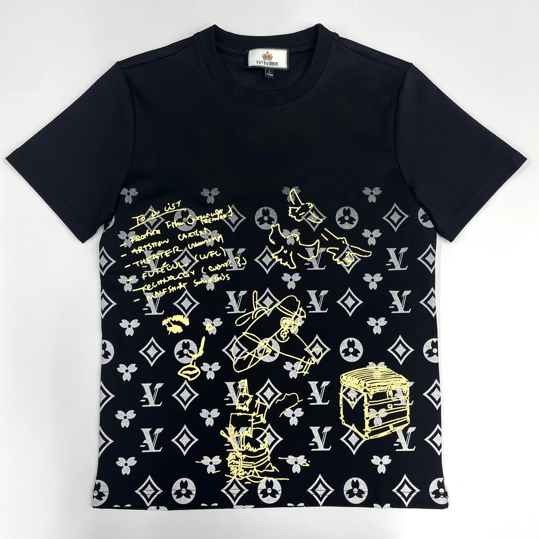 2025L家夏季新款专柜高奢男士短袖经典满印