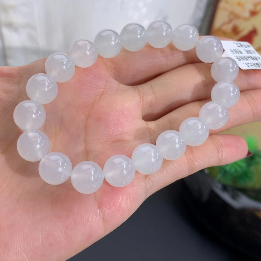 翡翠未镶嵌手串卡10冰胶白冰手串