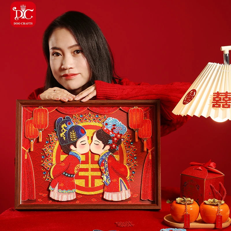 DC/蒂彩【金玉良缘】新婚结婚手工diy钻石画摆台喜庆装饰礼物摆件