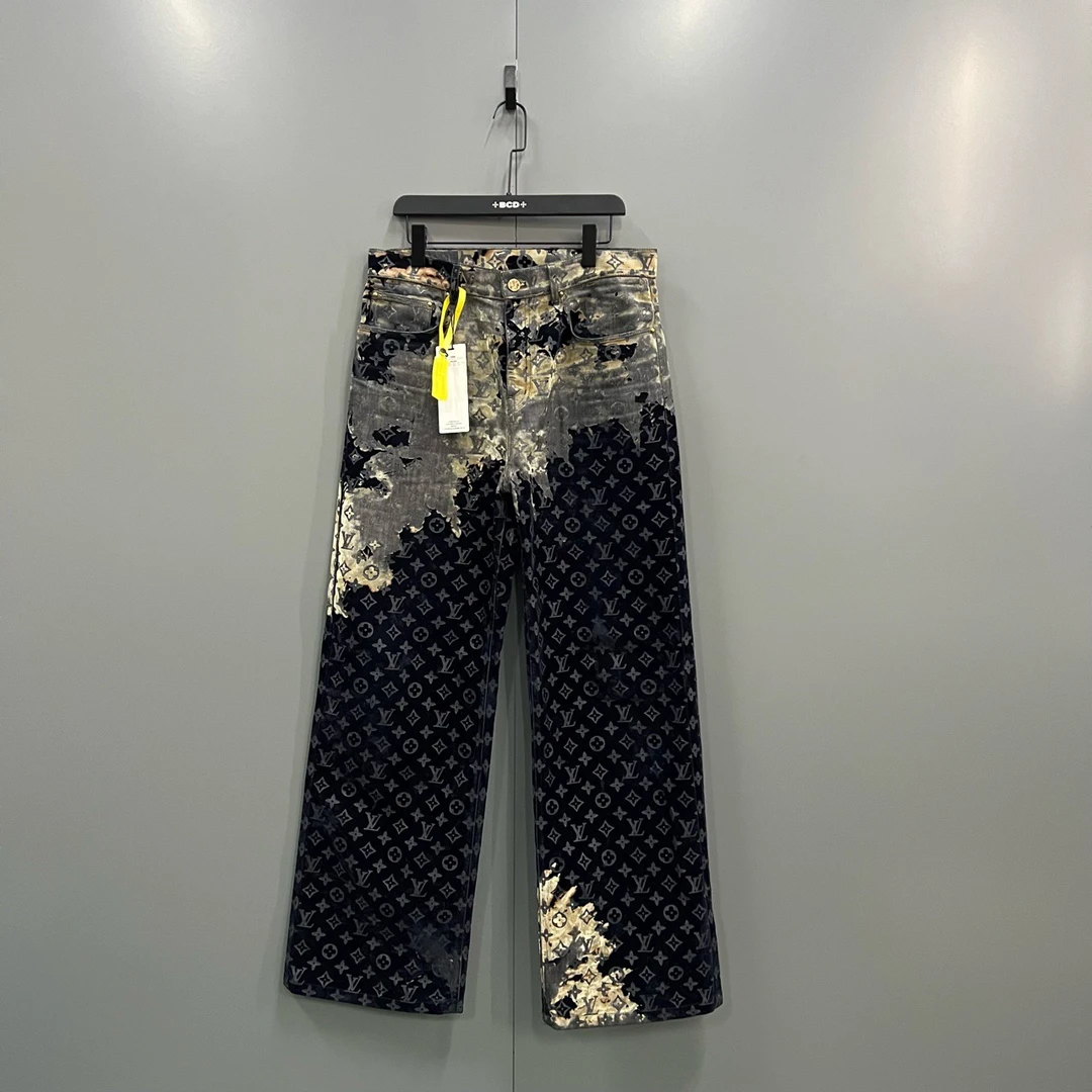 95新 LouisVuitton/路易威登 q219 褪色火焰牛仔长裤 31码/95新/
