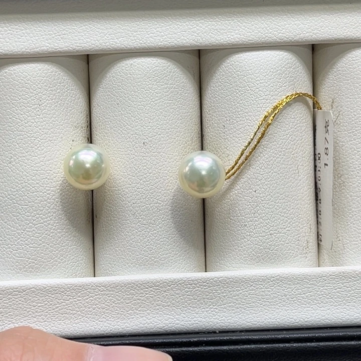 耳饰海水珍珠银S925镶嵌ak8-9mm 183号