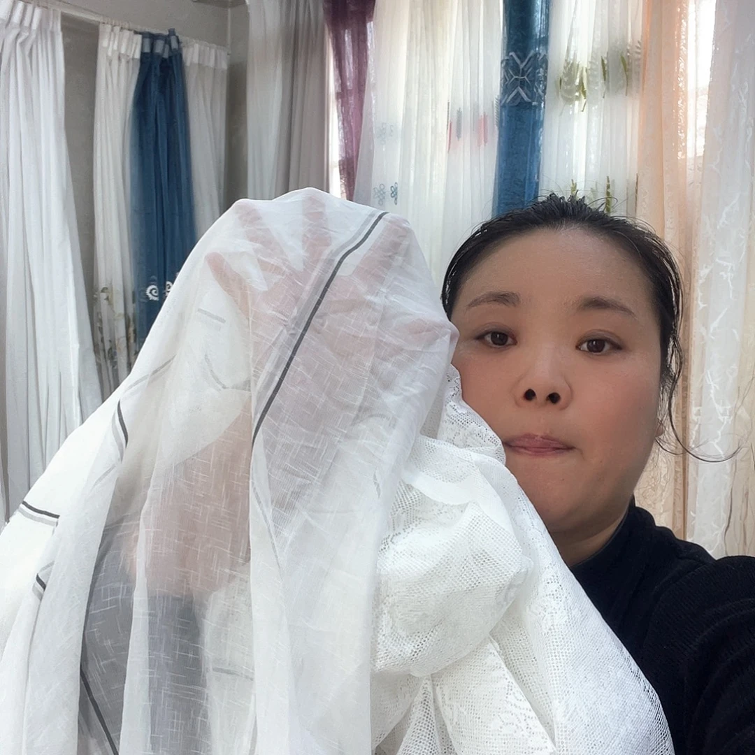 烟***云纱定制九米麻窗纱加蕾丝布头