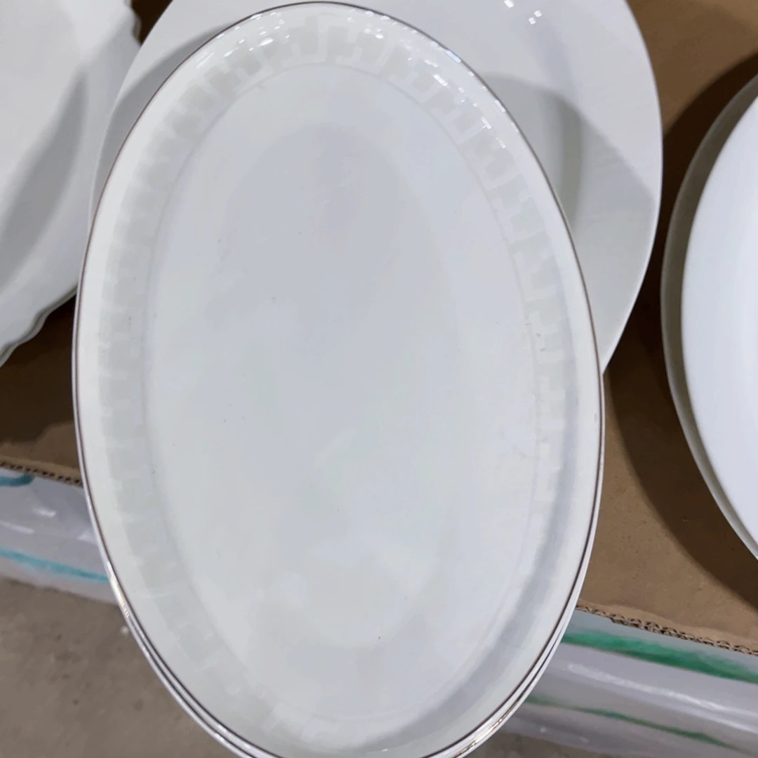 ღ***ଓ新骨瓷浮雕带金画面3个鱼盘