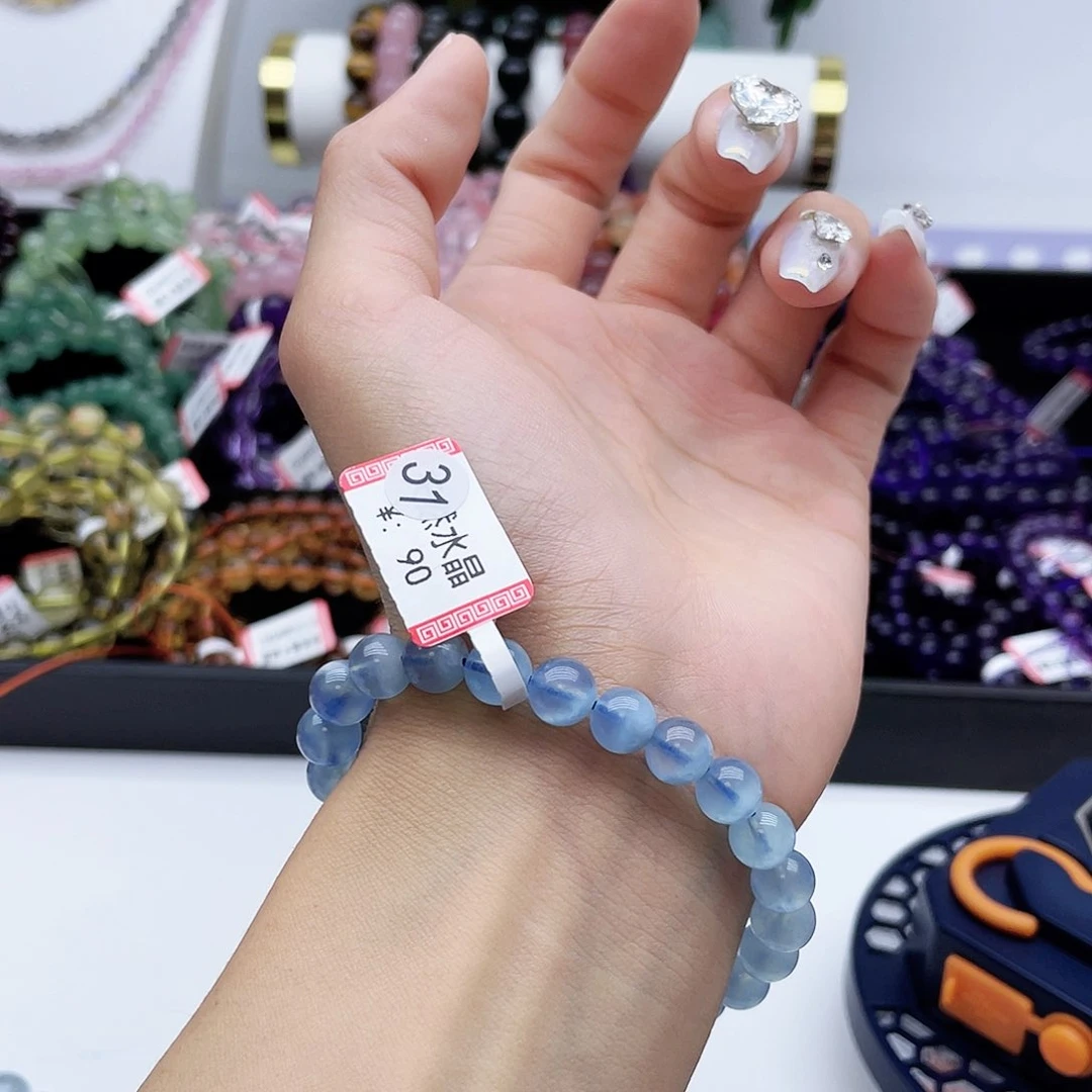 水晶手链未镶嵌海蓝宝7mm+