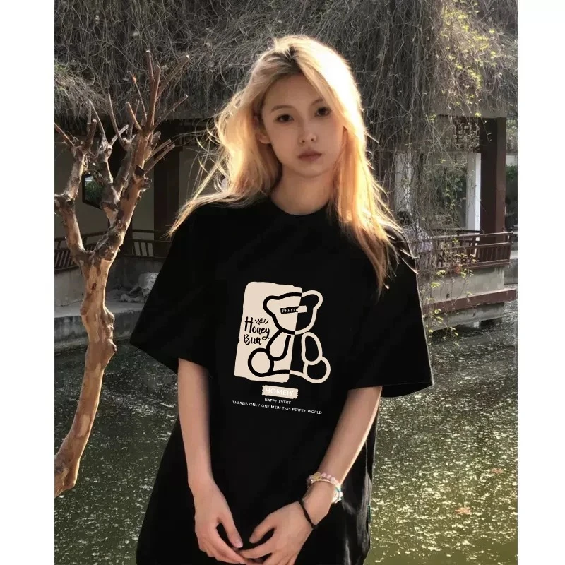 美式复古纯棉短袖t恤女夏季潮牌内搭打底衫欧货上衣2025新款爆款