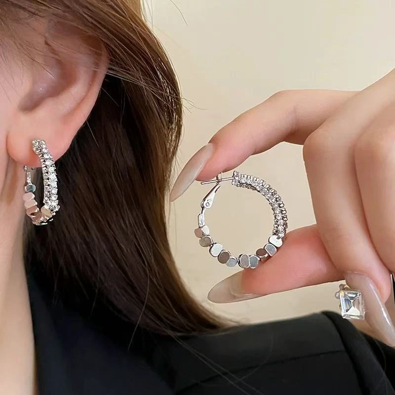 925银耳饰 银色素圈耳环女轻奢高级感耳钉气质小众A035