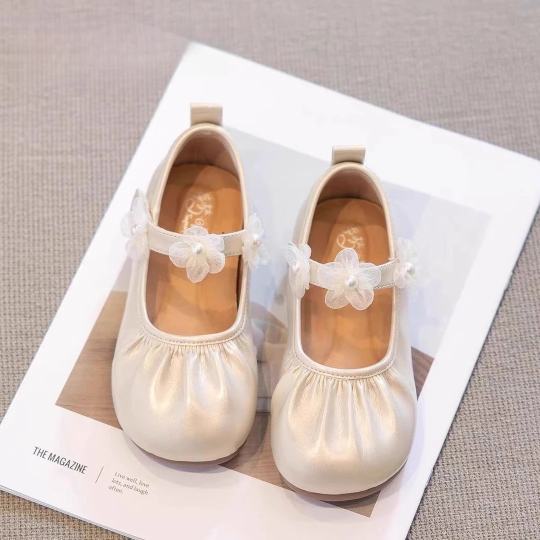 牧童女童公主鞋2025新款儿童小皮鞋软底小香风单鞋女宝春季小瓢鞋