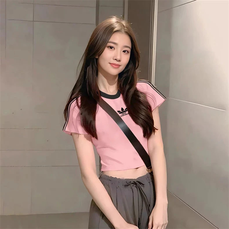 夏季新款女款短款修身无边休闲百搭T恤5578