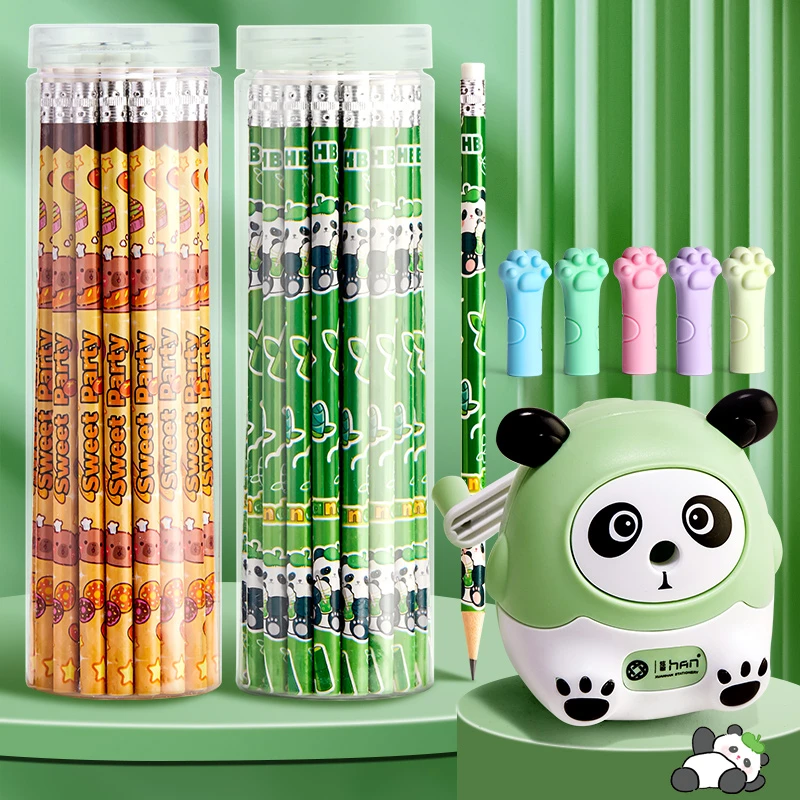 铅笔小学生自带橡皮铅笔学生专用hb铅笔卡通圆杆铅笔练字铅笔套装