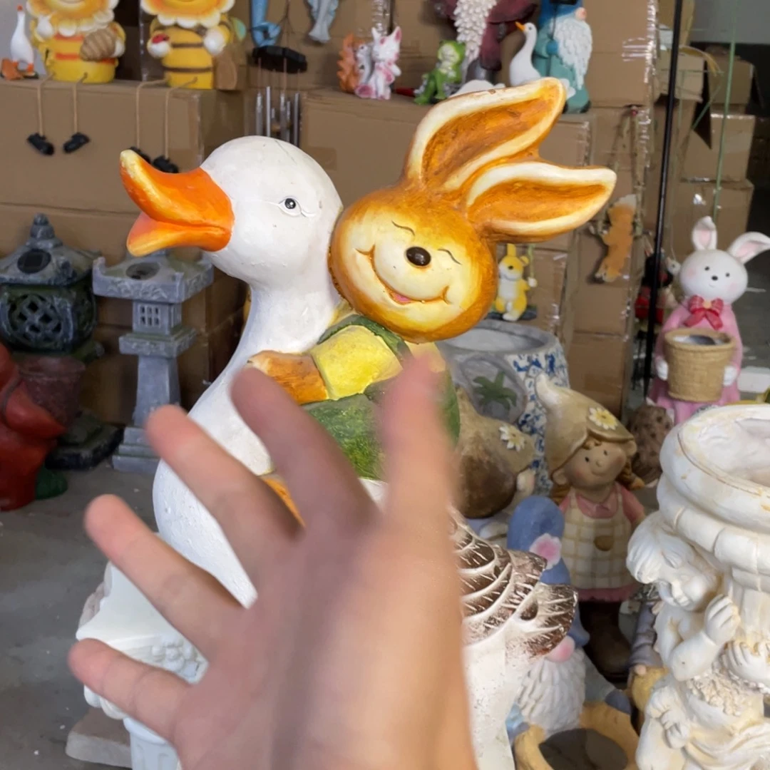 【闪购商品】氧化镁兔子骑鸭摆件