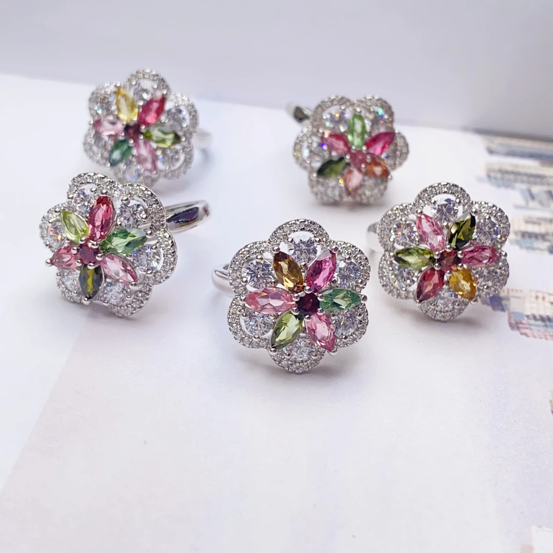 S925银碧玺戒指时尚精美气质多样性发货1件