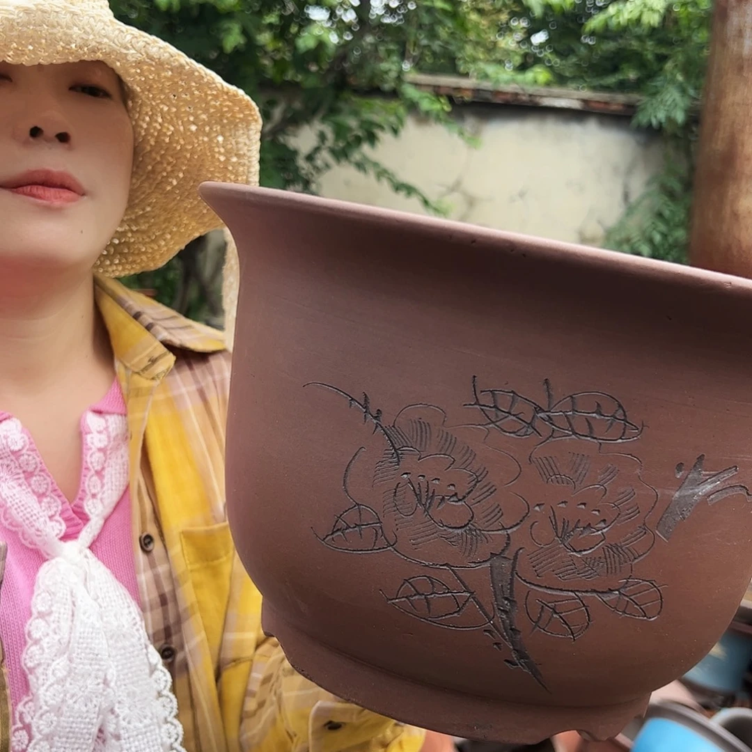 宜兴紫砂花盆花盆平角金钟30