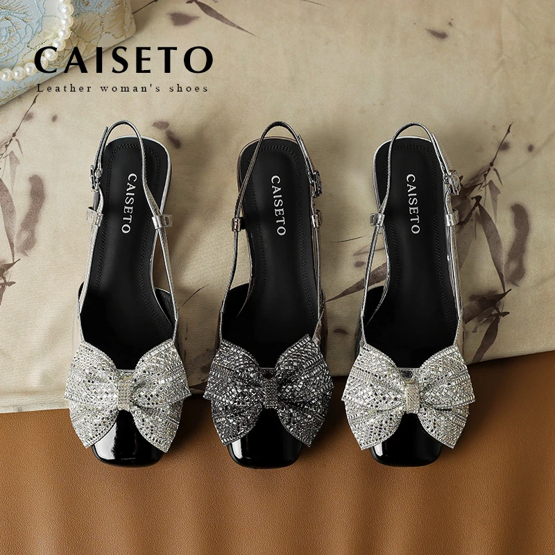 牛皮/3CM夏季新款时尚蝴蝶结百搭平跟凉鞋后绊带优雅气质凉鞋D484