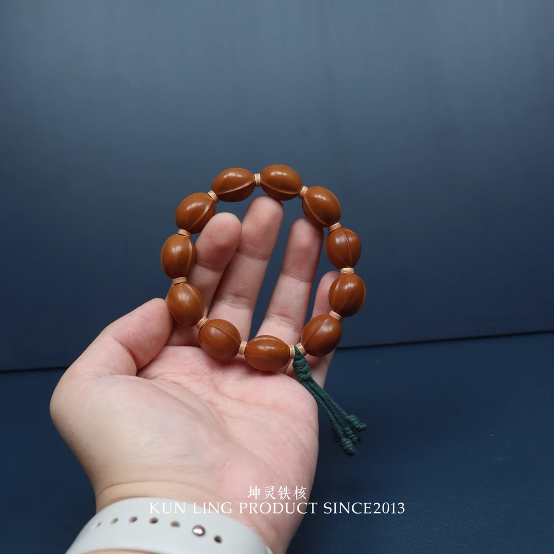 「坤灵出品」原生态橄榄核梅林铁核手工鲨鱼背手持17mm