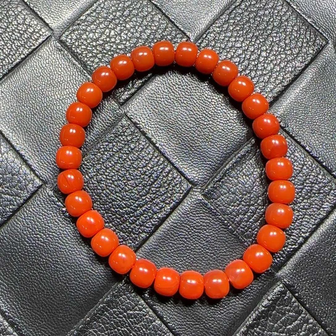 白***城南红玛瑙未镶嵌手串6.9mm