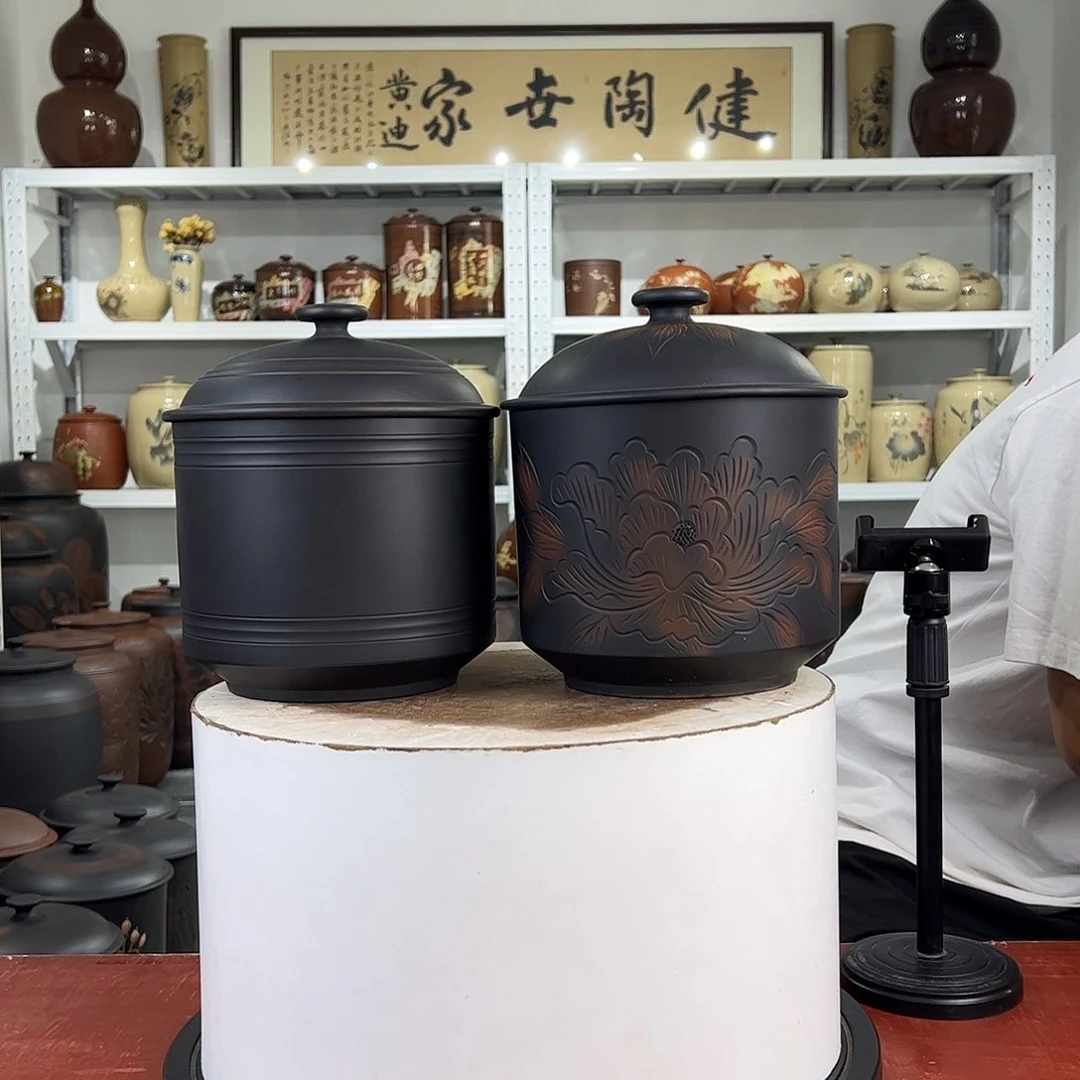一对500克醒茶罐纯手工