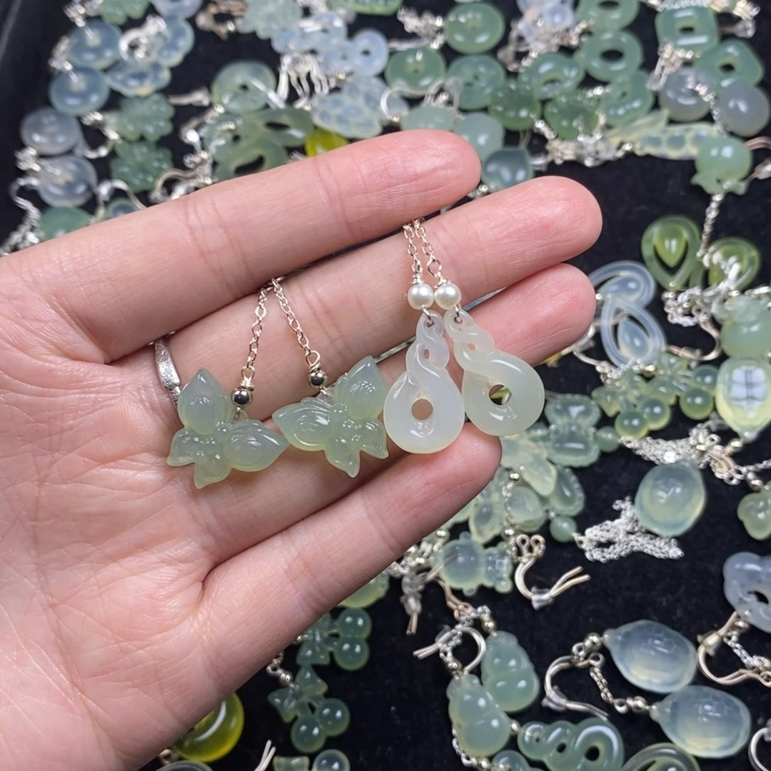 你***蛇纹石玉未镶嵌挂件耳饰耳环项链