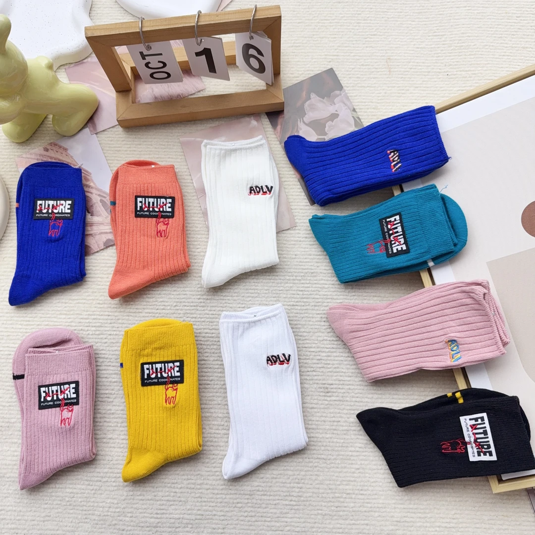 XQ-234 10双女袜休闲时尚简约中筒袜