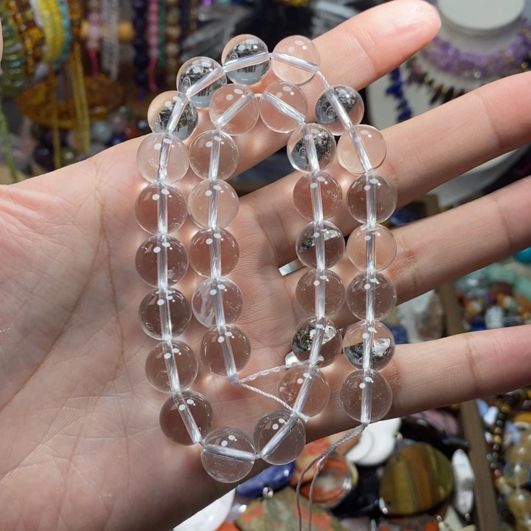以***七未镶嵌，高透天然白水晶12mm，石英质玉