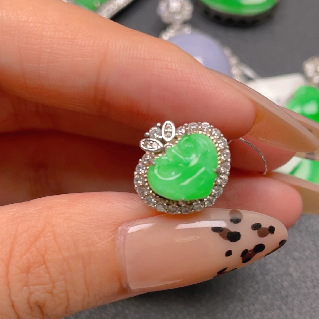 翡翠银S925镶嵌吊坠(不含链)