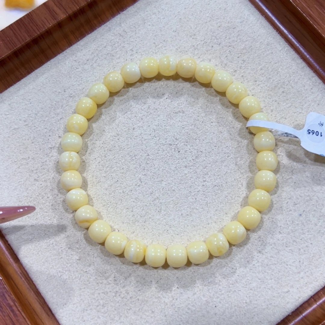 手链蜜蜡未镶嵌6.5m奶豆浓蜡温温柔柔款