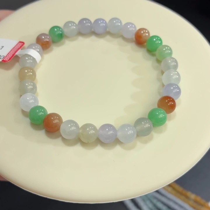 翡翠未镶嵌手链冰胶多宝卡7