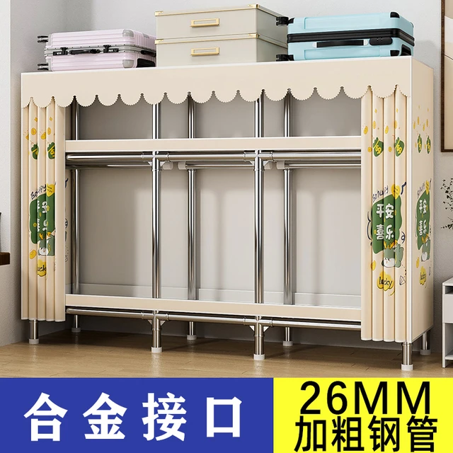 简易衣柜家用卧室出租房用2025年新款布衣柜钢架加粗加厚固组装新