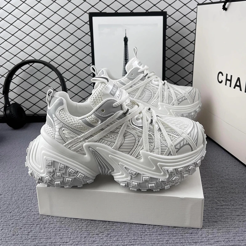 欧货厚底轮胎老爹鞋女鞋子2025新款春夏小个子休闲运动小白鞋