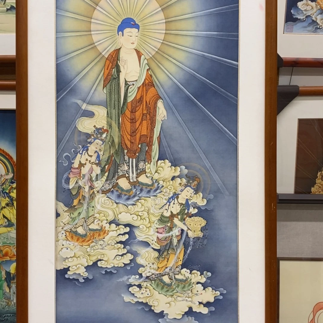 心***提版画接引图阿弥陀佛阿弥陀佛