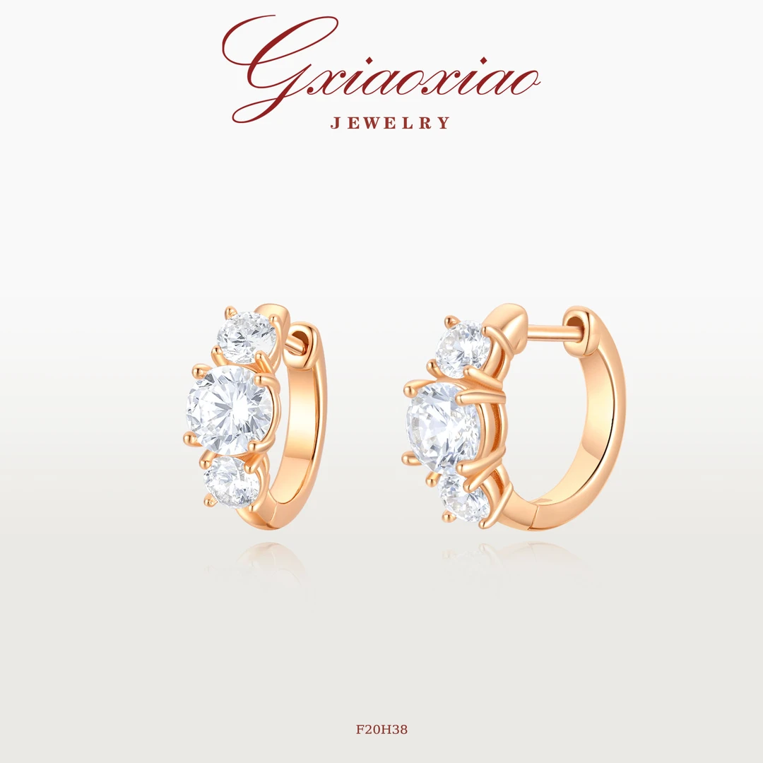 G XIAOXIAO 镀K金耳饰 法式气质高级精致百搭四爪耳环 F20H38