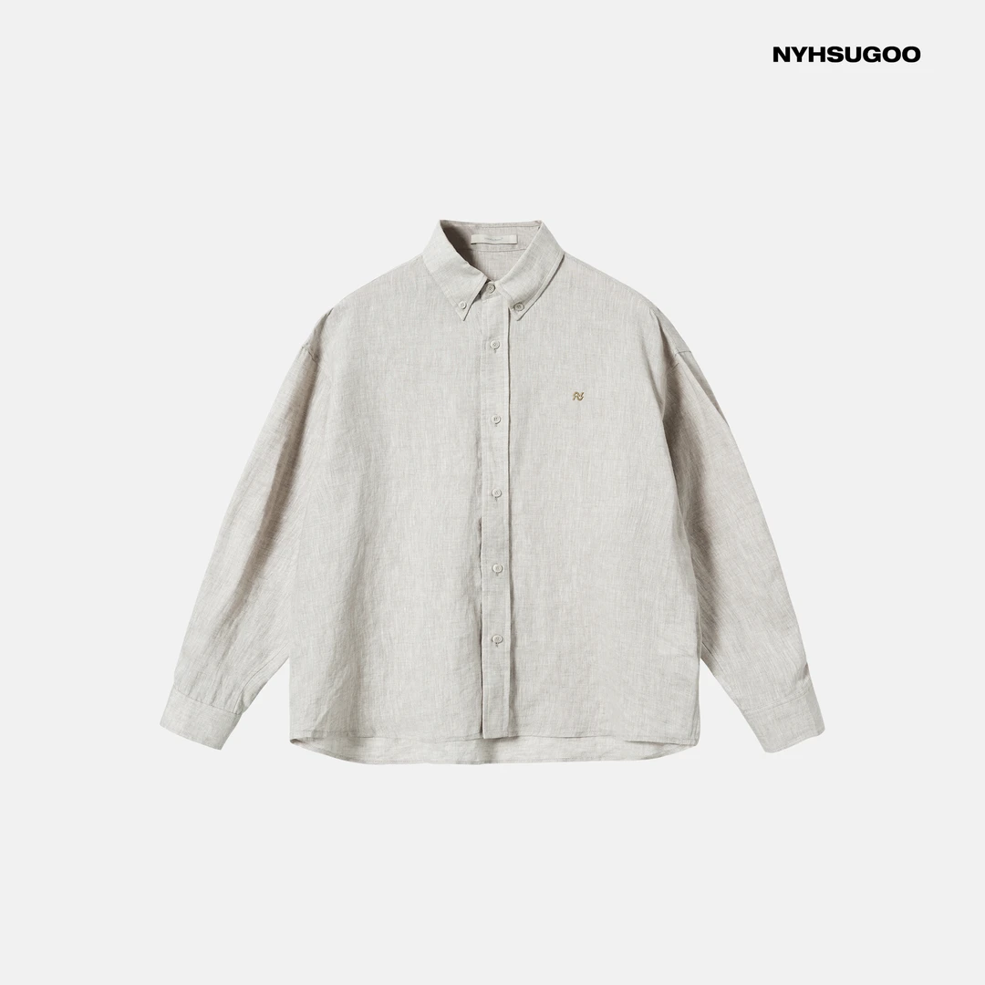 NYHSUGOO/南乙致橡树天然100%亚麻衬衫男士夏季3649意式休闲衬衣