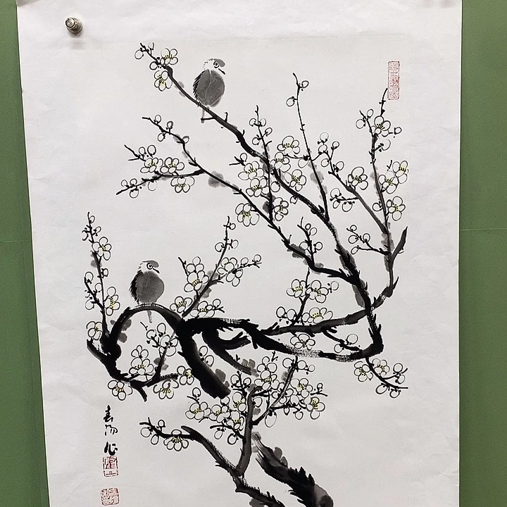 竖款精品国画作品宣