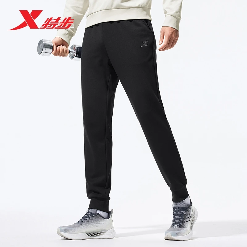【刺绣束口】特步运动裤秋冬男裤2025新款潮流休闲裤束脚卫裤长裤