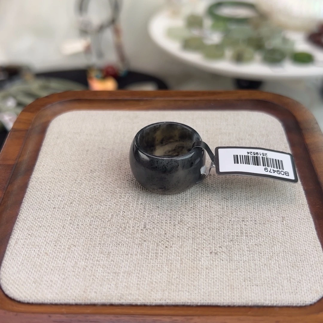 和田玉未镶嵌戒指w64青花墩墩17.4不退换