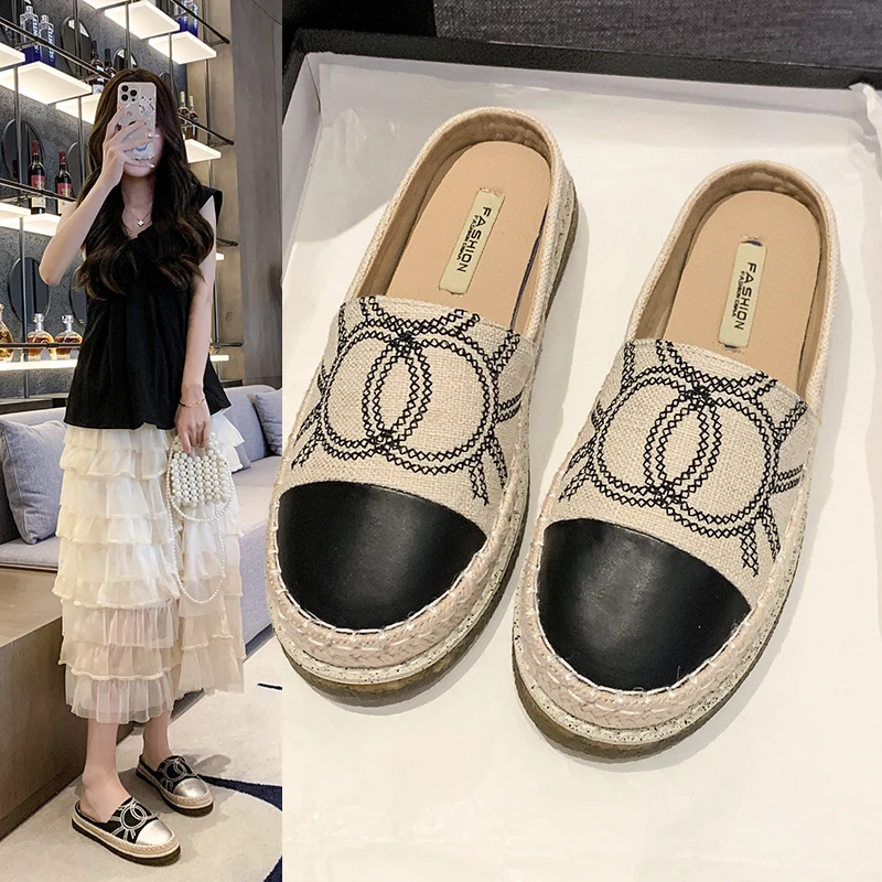 小香风女士渔夫鞋2025新款包头拖鞋网红爆款软底软面百搭舒适女鞋