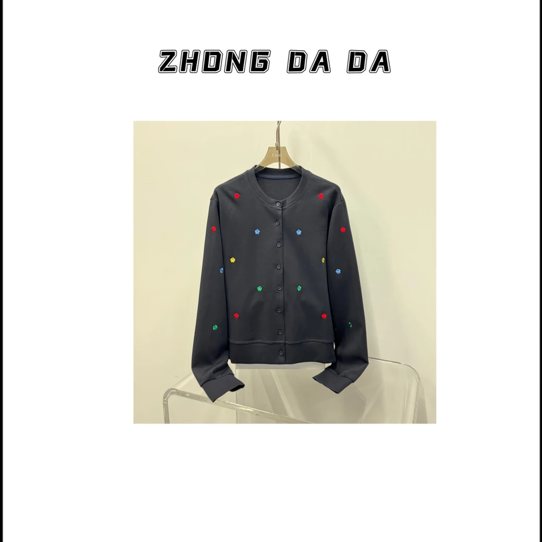 ZHONG大大【】秋冬新款女装时尚重工刺绣长袖开衫外套11988