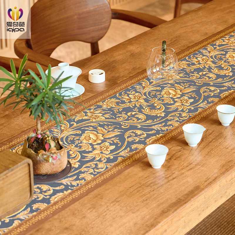 爱奇葩原创蔓舞华彩复古桌旗茶席高端桌旗布法式茶桌垫布桌布