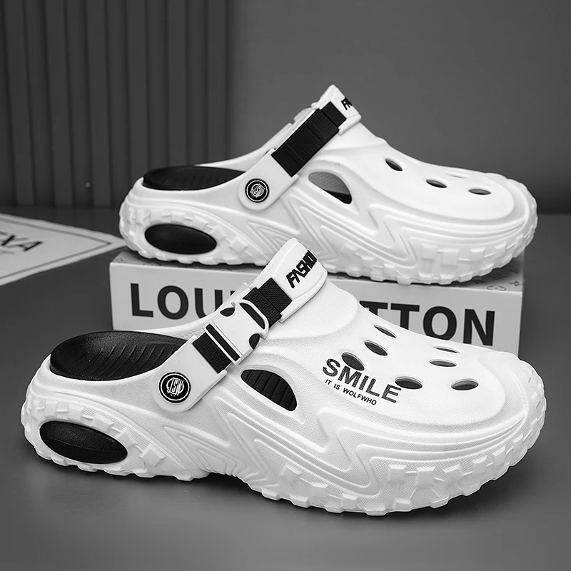 真维斯洞洞鞋男款夏季外穿防滑耐磨厚底踩屎感运动拖鞋沙滩凉鞋