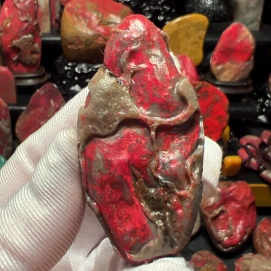 昌化鸡血石原石手把