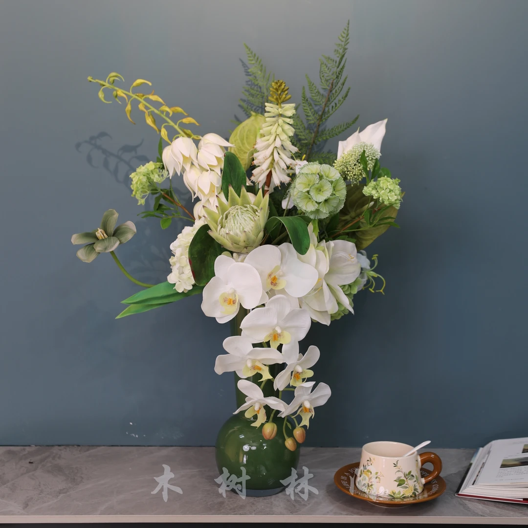 绿野仙踪 中式自然搭配前台入户玄关餐桌摆件高端花艺仿真花束